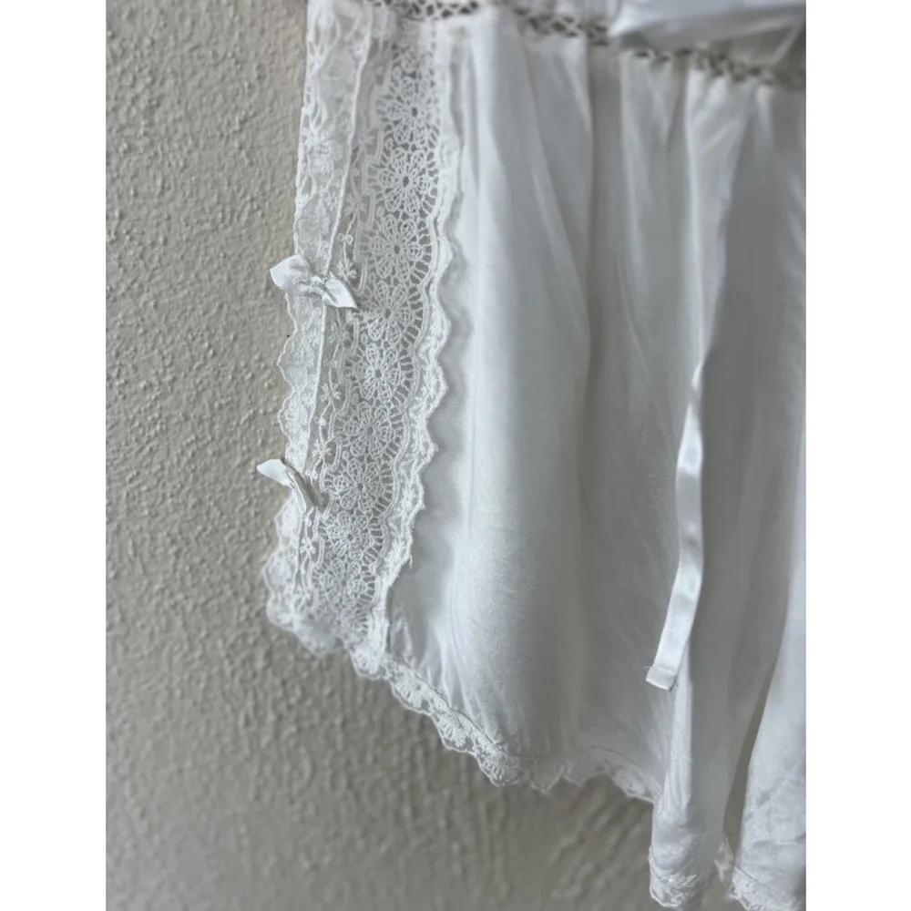 Urban Outfitters Juliette Lace Inset Romper S Eyelet Ruffles Cottage Coquette